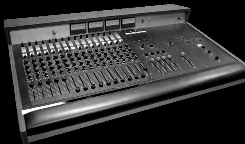 Classic American recording console, black and white