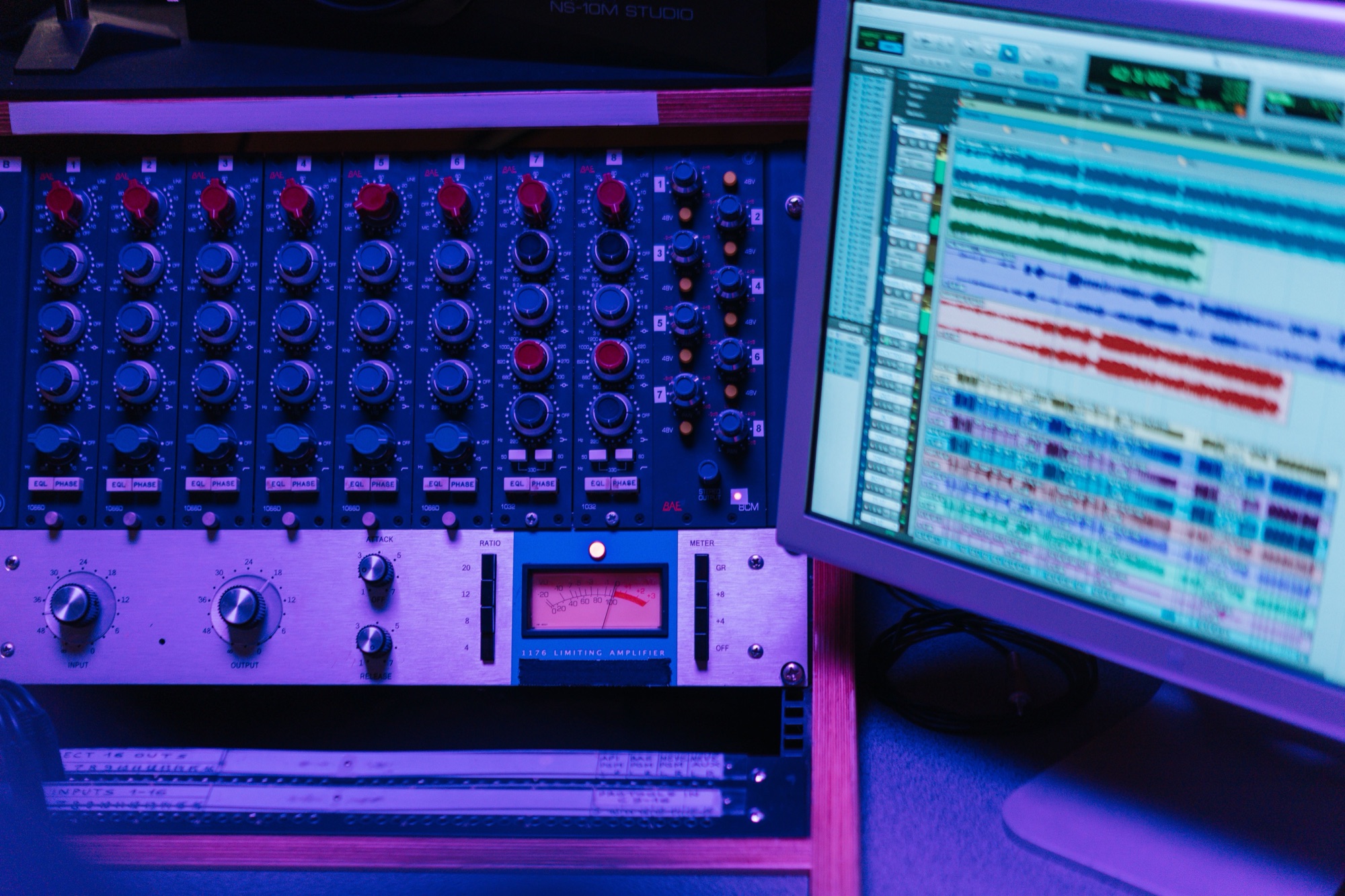 500-series rack modules in a studio