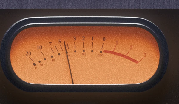 E-LUX orange VU meter running hot